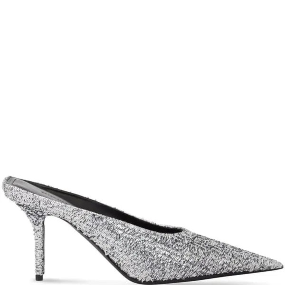 Balenciaga Silver Textured Knife 80mm Heels